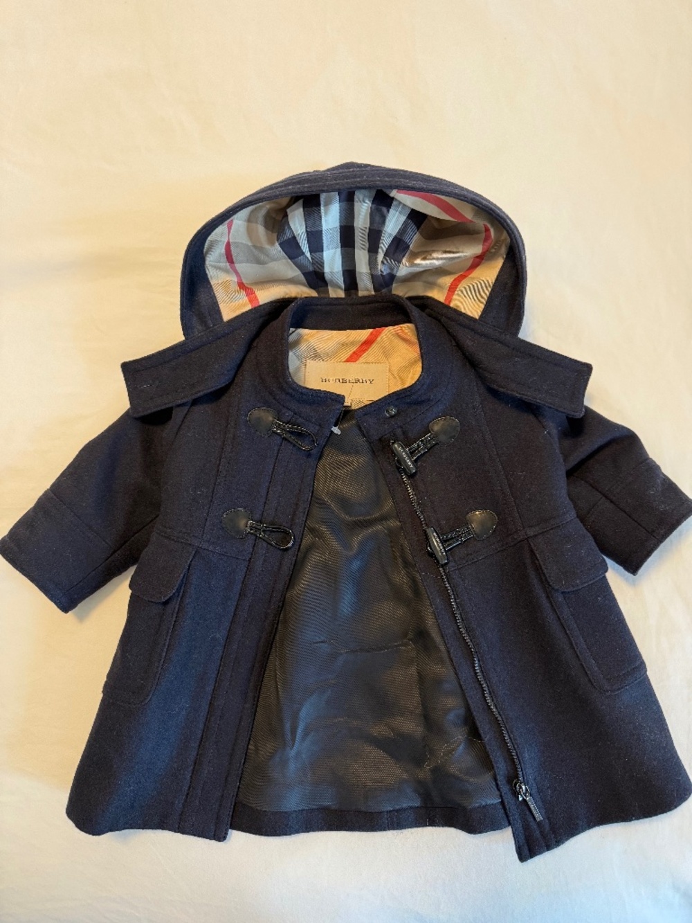 Burberry Baby Navy Wool Duffle Coat 6M NWOT Discontinued Style